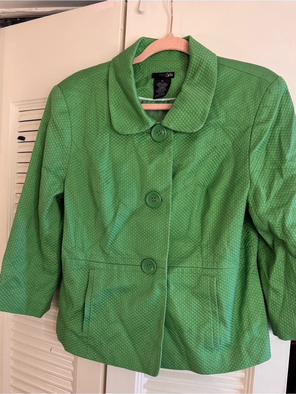 East 5th Green Textured Button-Front Blazer